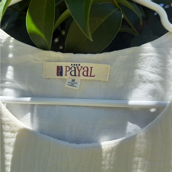 PAYAL Anthropology White Cotton Dress with Blue Floral Embroidery Size Medium - Picture 5 of 9